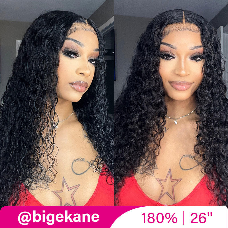 Water Wave Wig Transparent Lace Wig 100% Human Hair Natural Hairline