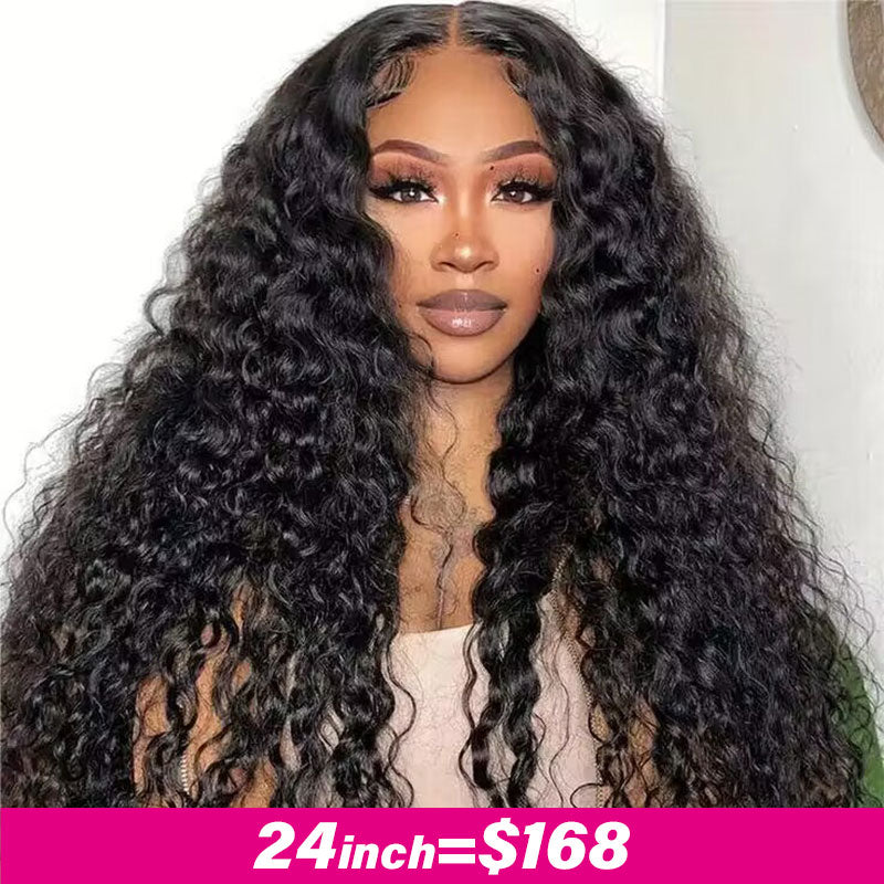 Water Wave Wig Transparent Lace Wig 100% Human Hair Natural Hairline