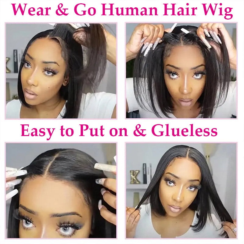 Glueless Invisible Lace Straight Short 4x4 Bob Human Hair Wigs | Flash Sale