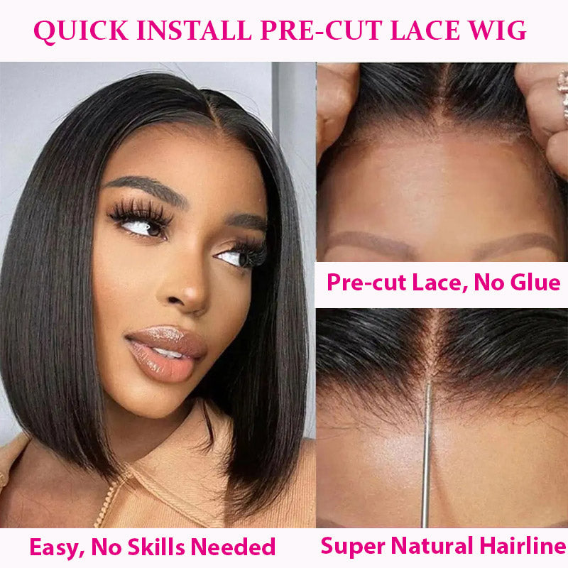 Glueless Invisible Lace Straight Short 4x4 Bob Human Hair Wigs | Flash Sale