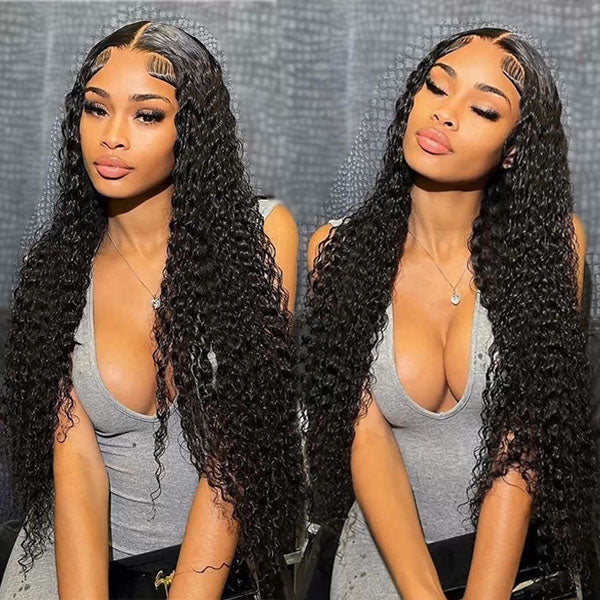 4x4 Deep Wave Hair Lace Closure Wig Pre Plucked Swiss Lace Curly Human Hair Wigs-Zlike