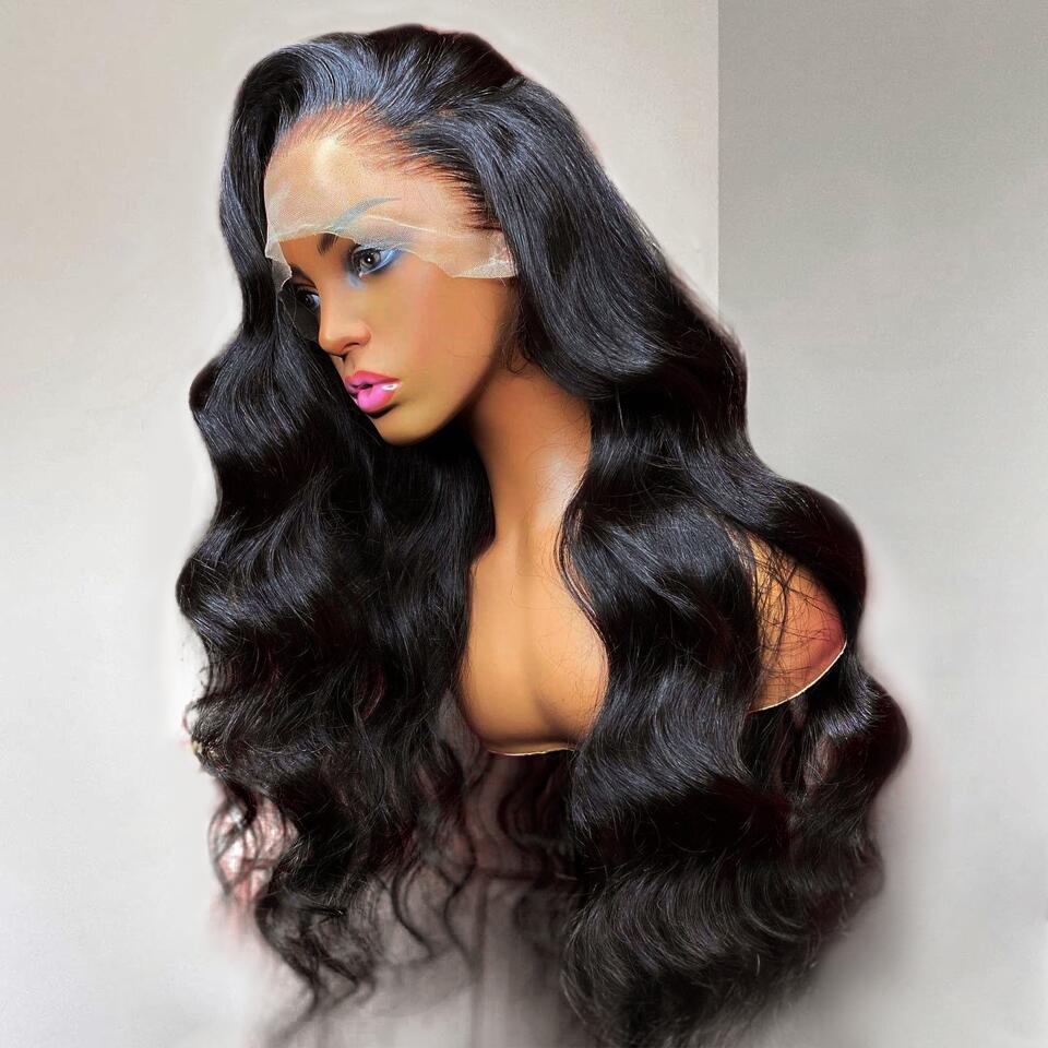 Body Wave 13x6 HD Lace Wigs 180% Density Natural Black Human Hair Wigs Free Part