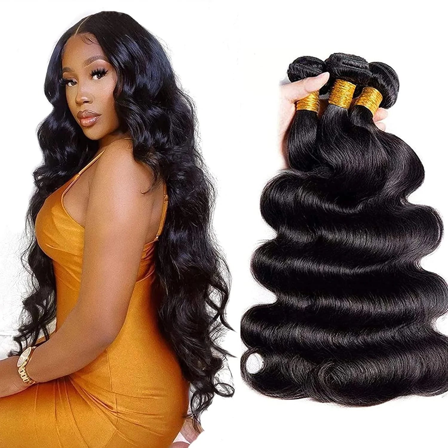 Body Wave Hair 3 Bundles With 4x4 Lace Closure Unprocessed Human Virgin Hair-Aaliweya