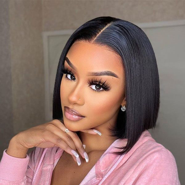 Straight Bob Wigs 180% Density Undetectable HD Lace Frontal Short Bob Wig Baby Hair