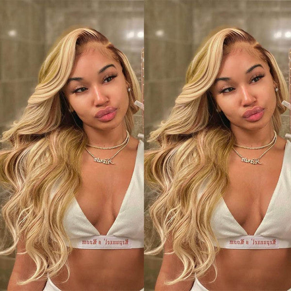 Balayage Honey Blonde Highlights #P27/613 Body Wave/Silky Straight Lace Front Wigs