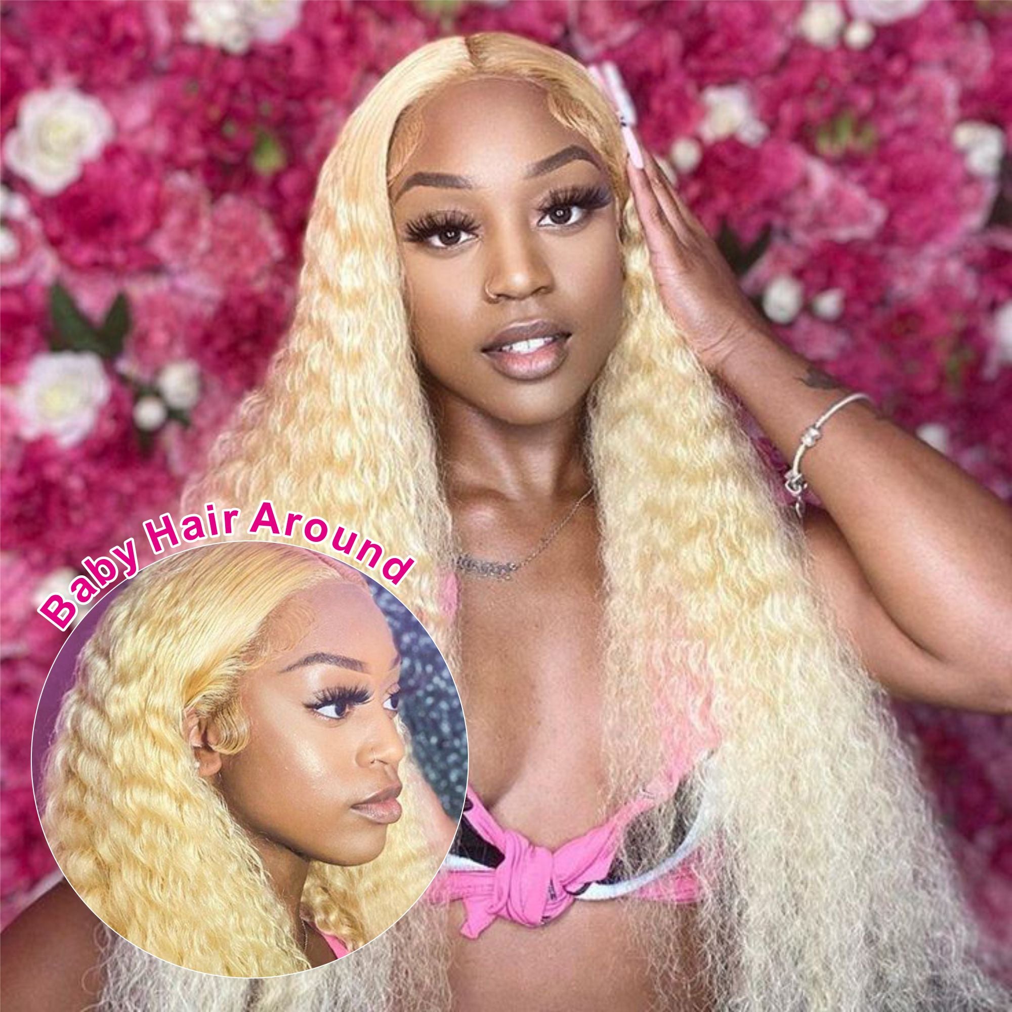 613 Blonde Jerry Curly 13x4 Lace Virgin Human Hair Wigs Pre-Plucked Natural Hairline-Zlike