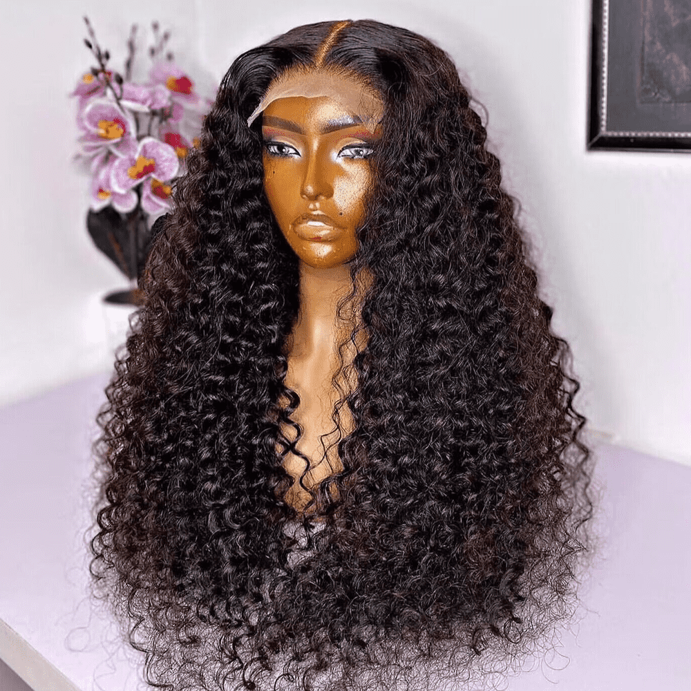 4x4 Deep Wave Hair Lace Closure Wig Pre Plucked Swiss Lace Curly Human Hair Wigs-Zlike