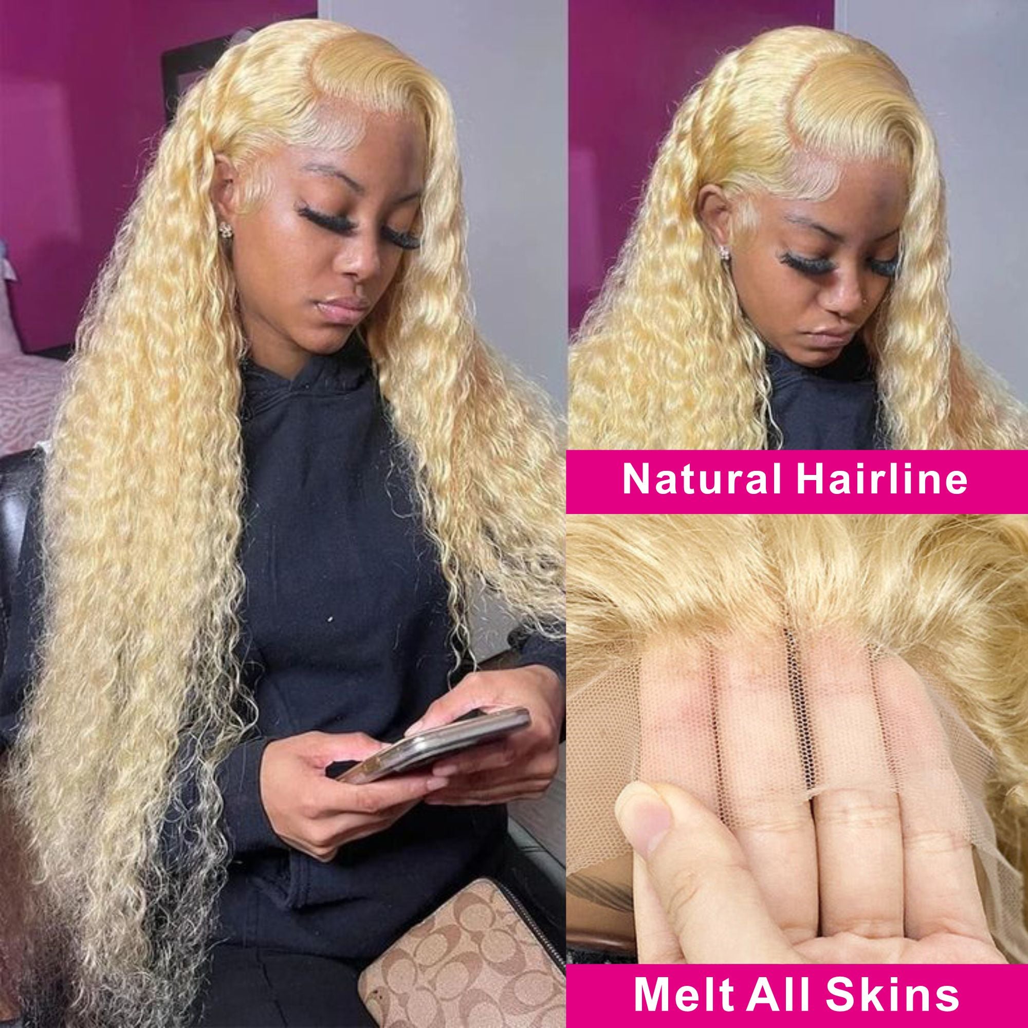 613 Blonde Jerry Curly 13x4 Lace Virgin Human Hair Wigs Pre-Plucked Natural Hairline-Zlike