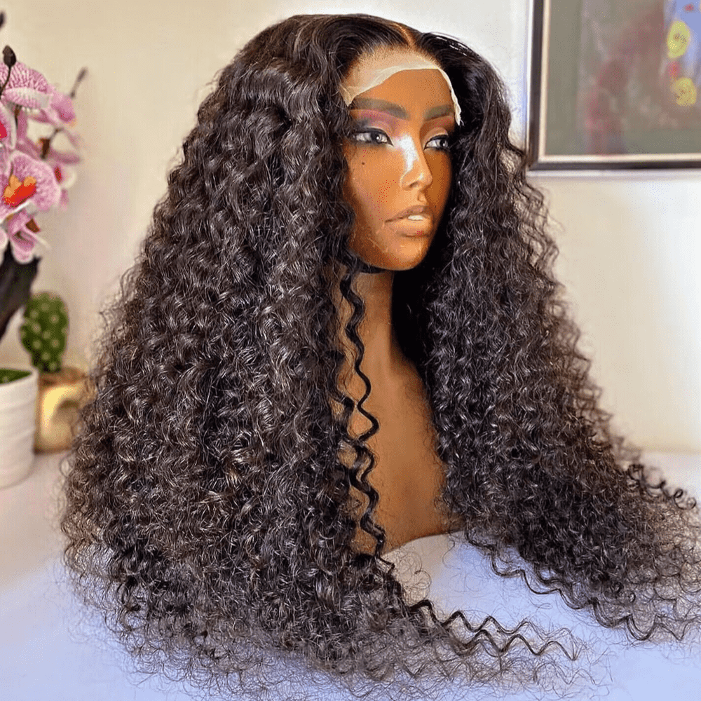 4x4 Deep Wave Hair Lace Closure Wig Pre Plucked Swiss Lace Curly Human Hair Wigs-Zlike