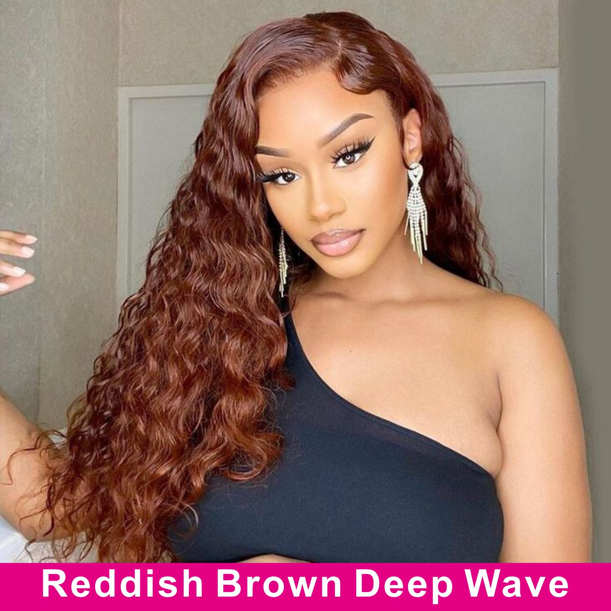 Reddish Brown #33 Deep Wave 13x4 Lace Frontal Human Hair Wigs For Women-Zlike