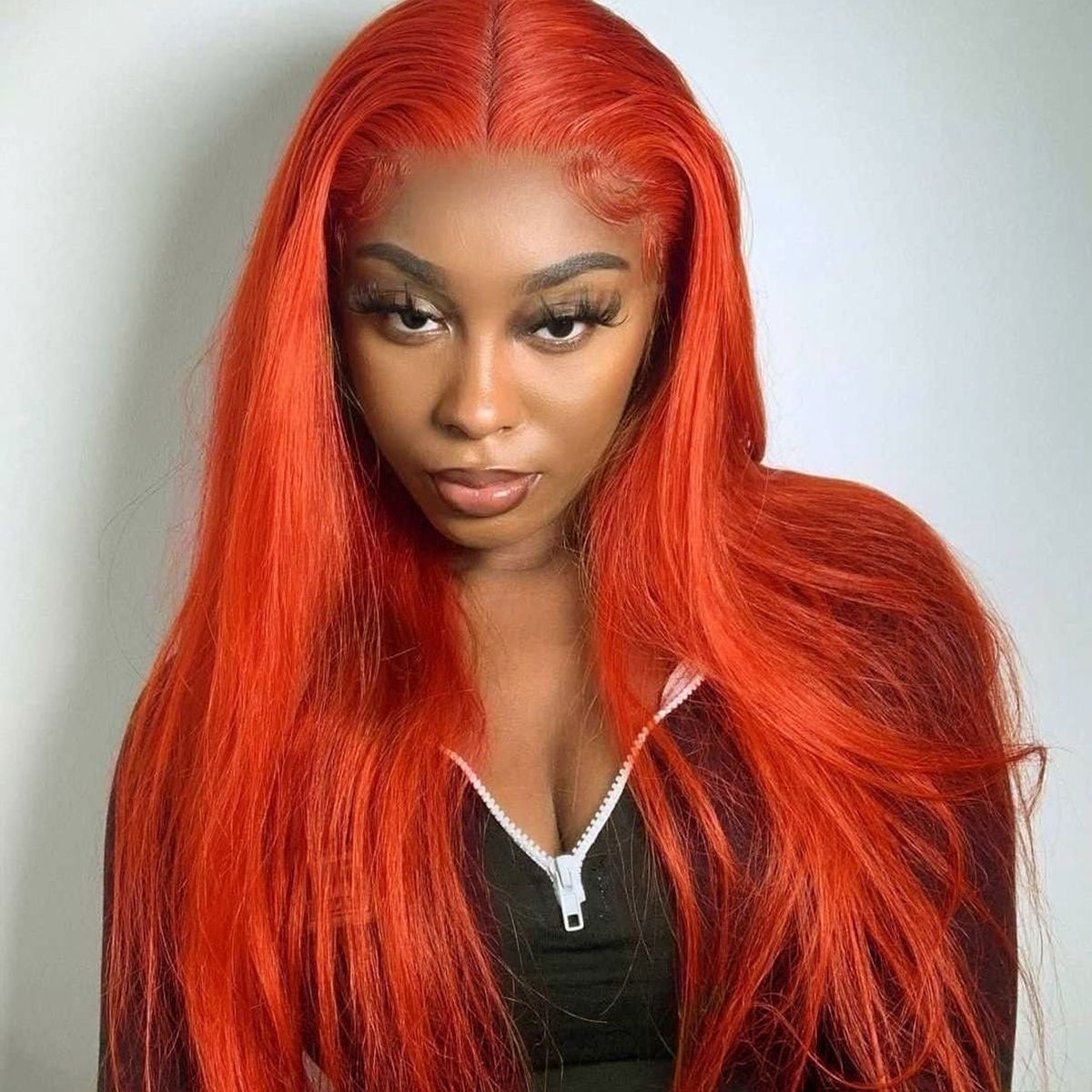 Zlike Orange #350 Sliky Straight 13x4 Lace Frontal Wigs Pre Plucked For Women