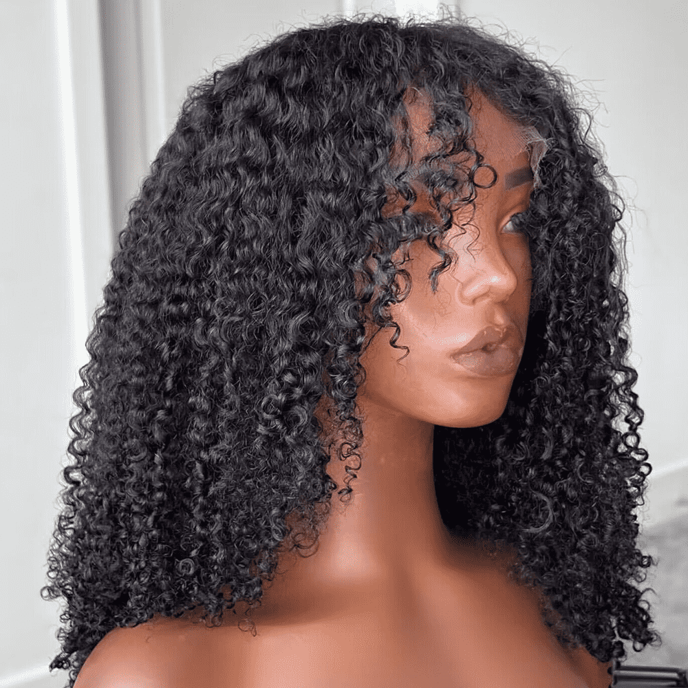 4x4 Thick Kinky Curly Human Hair Wigs Fluffy Curly Hair Transparent Lace Closure Wig-Zlike