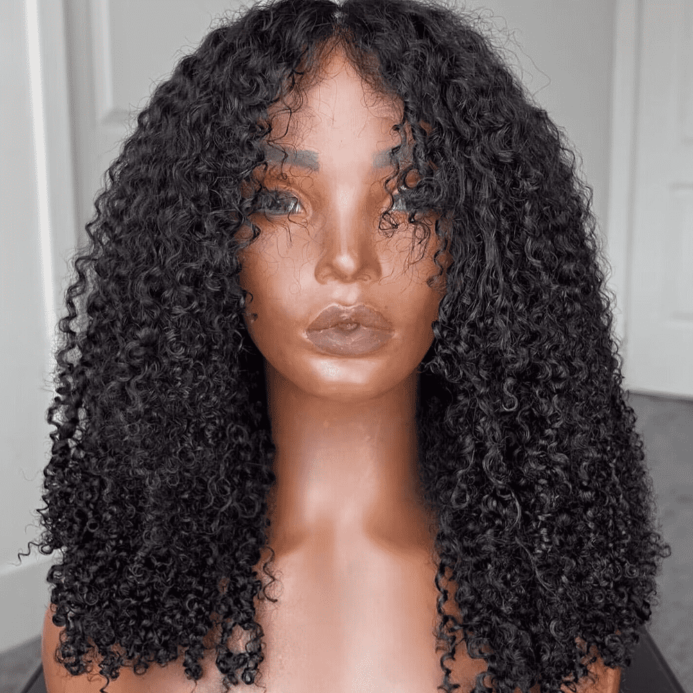 4x4 Thick Kinky Curly Human Hair Wigs Fluffy Curly Hair Transparent Lace Closure Wig-Zlike