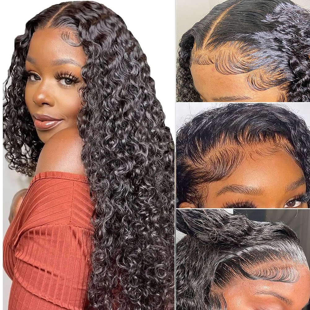 4x4 Deep Wave Hair Lace Closure Wig Pre Plucked Swiss Lace Curly Human Hair Wigs-Zlike