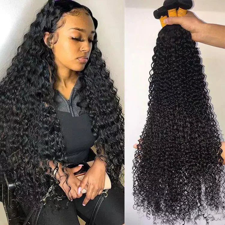 Curly Hair 3 Bundles with 4x4 Lace Closure 100% Virgin Human Hair Soft Shiny Wave Hair-Zlike