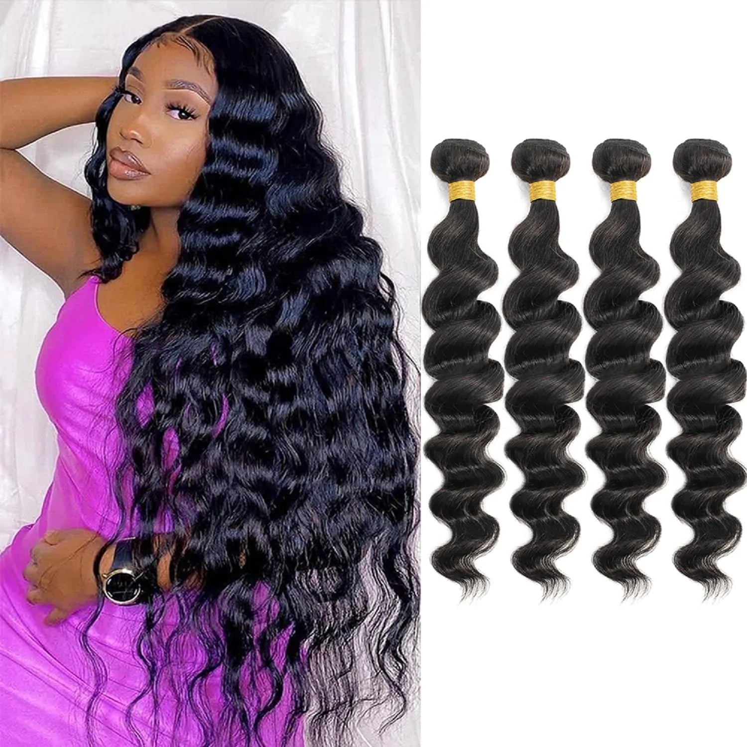 4 Bundles loose deep Virgin Human Hair for Black Women