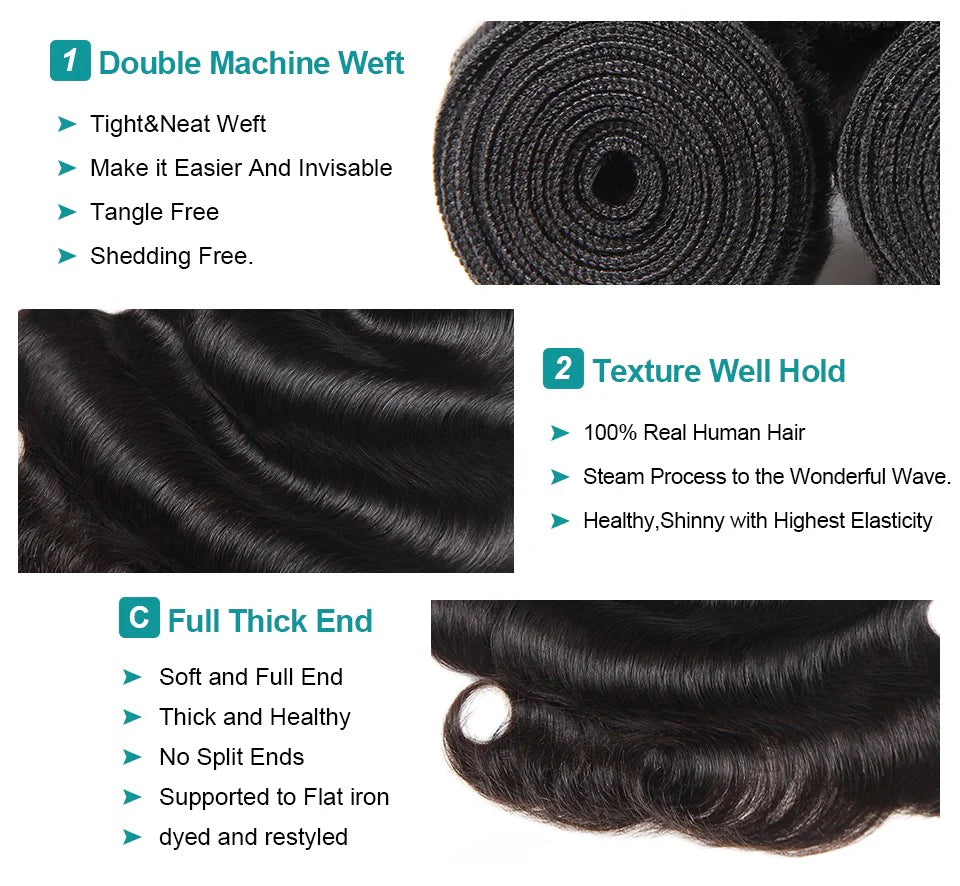 4 Bundles Loose Wave Virgin Double Machine Weft