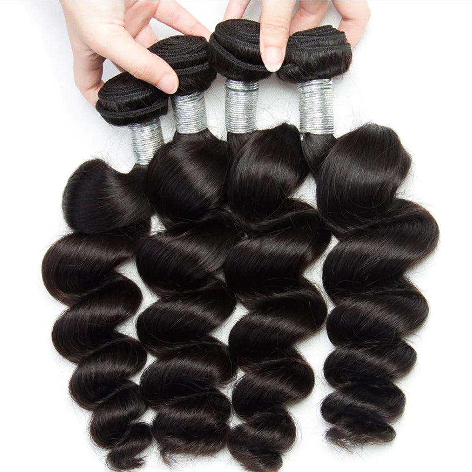 4 Bundles Loose Wave Human Virgin Hair For Black Women