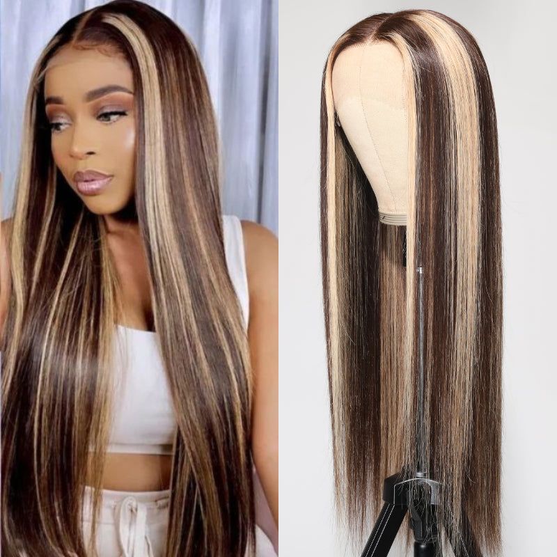 Wig Blonde Highlights P4 613 Silky Straight Lace Front Wigs