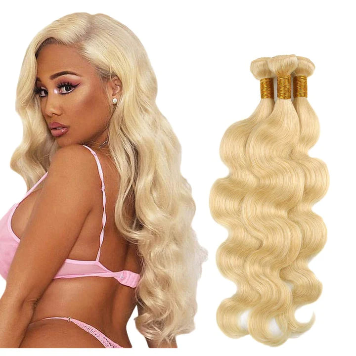 Body Wave 613# Blonde Color 100% Human Hair Weave 3 Bundles-Aaliweya