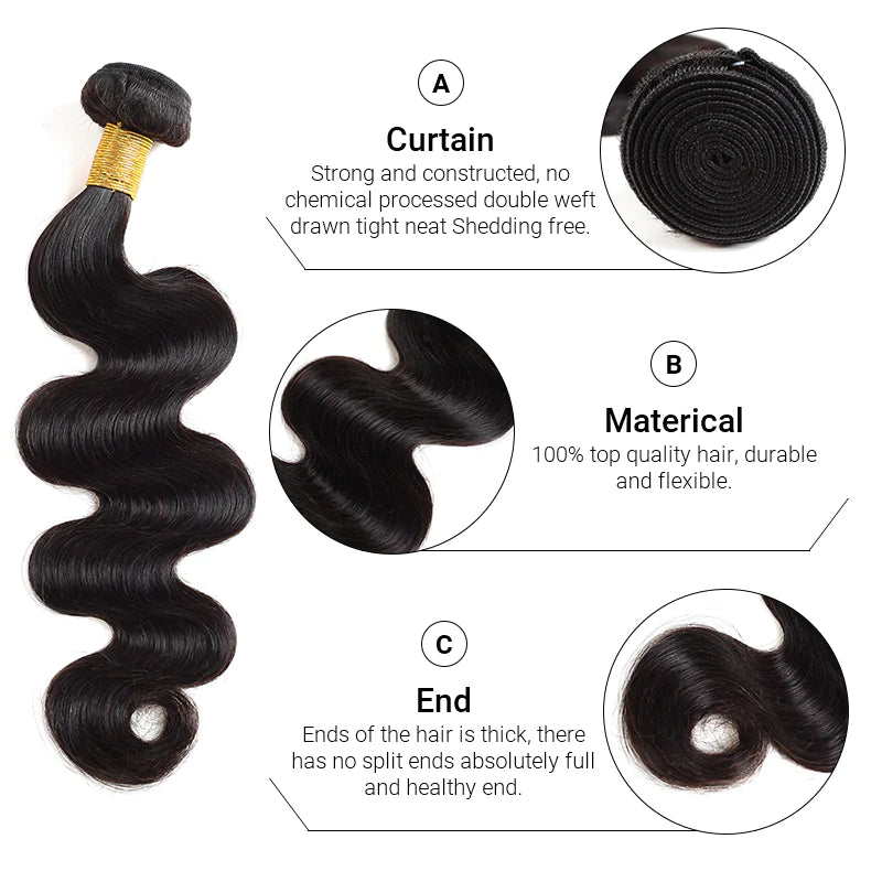 High Quality Virgin Hair Body Wave Human Hair 4 Bundles with 4x4 Lace Closure -Zlike