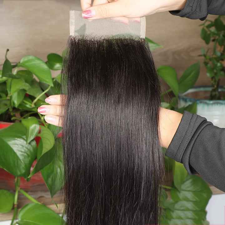 4x4/5x5/13x4 Silky Straight Human Hair HD Swiss Lace Closure Pre Plucked Natural Hairline with Baby Hair-Aaliweya