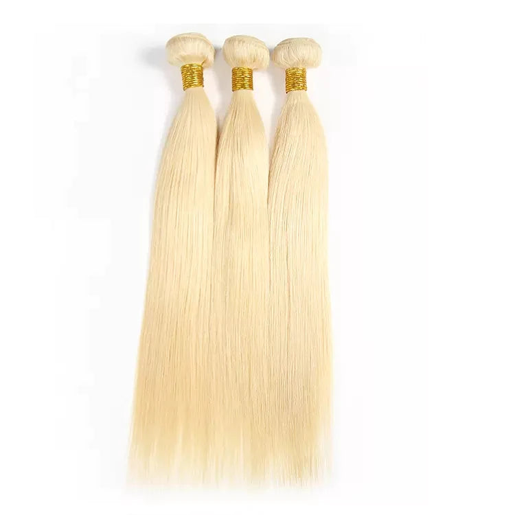 Colored Bundles 613 Golden Silk Straight 100% Human Hair 3 Bundles Blonde Hair-Aaliweya