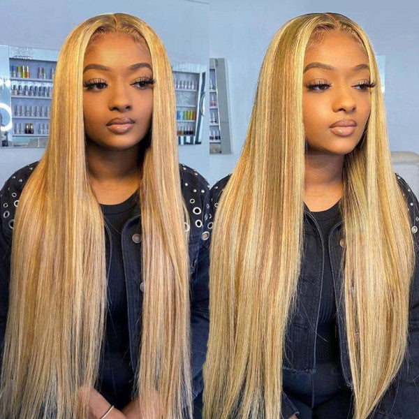 Balayage Honey Blonde Highlights #P27/613 Body Wave/Silky Straight Lace Front Wigs