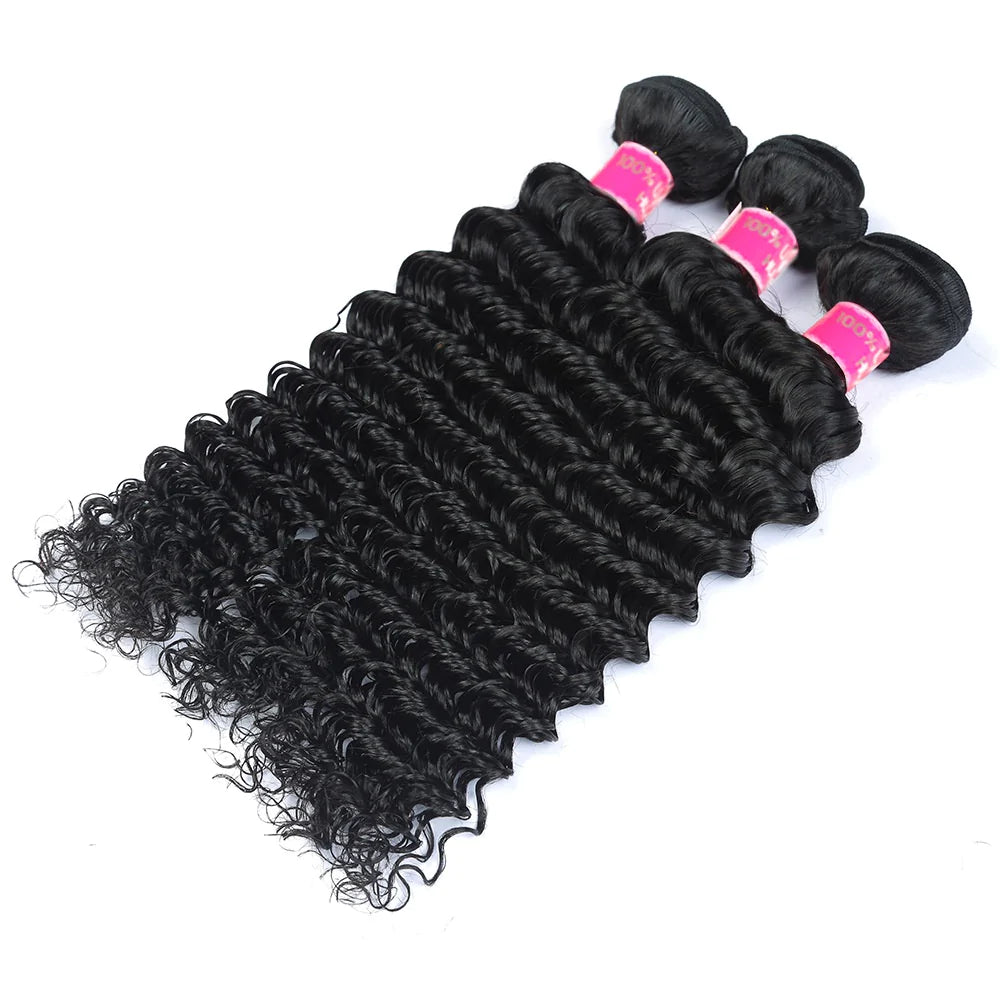 Deep Wave Hair Extension 3Bundles Deal 100% Natural Human Hair Weaves Double Weft-Zlike