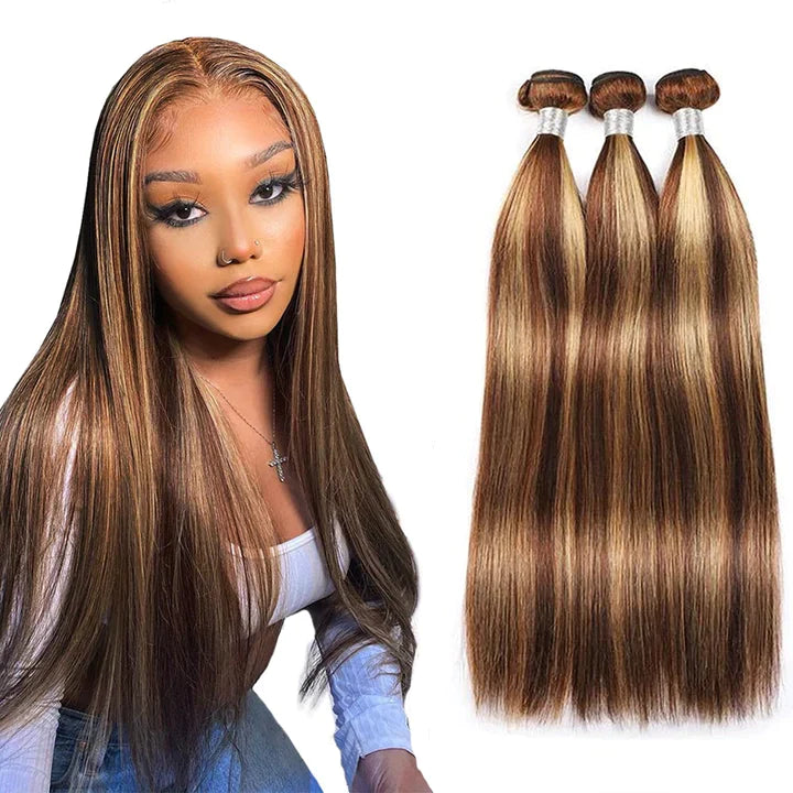 Highlight Straight 4/27 Hair 3 Bundles Remy Hair Extensions-Zlike