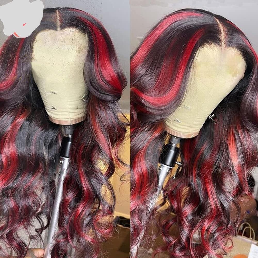 Transparent Lace Straight/ Body Wave Red Black Highlight Mix Color Wigs For Women-Zlike