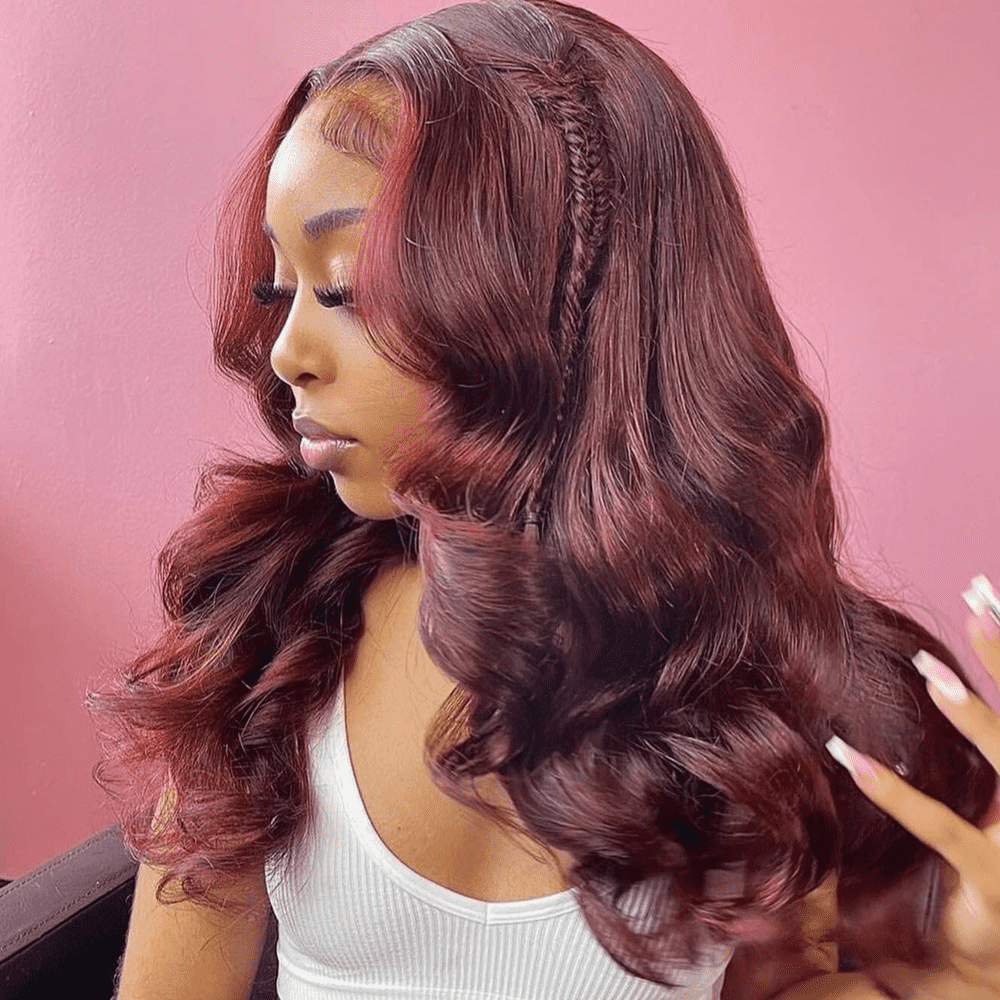 Burgundy Lace Front Wig Colored Lace Front Wigs Wave Burgundy Human Hair Wigs-Zlike