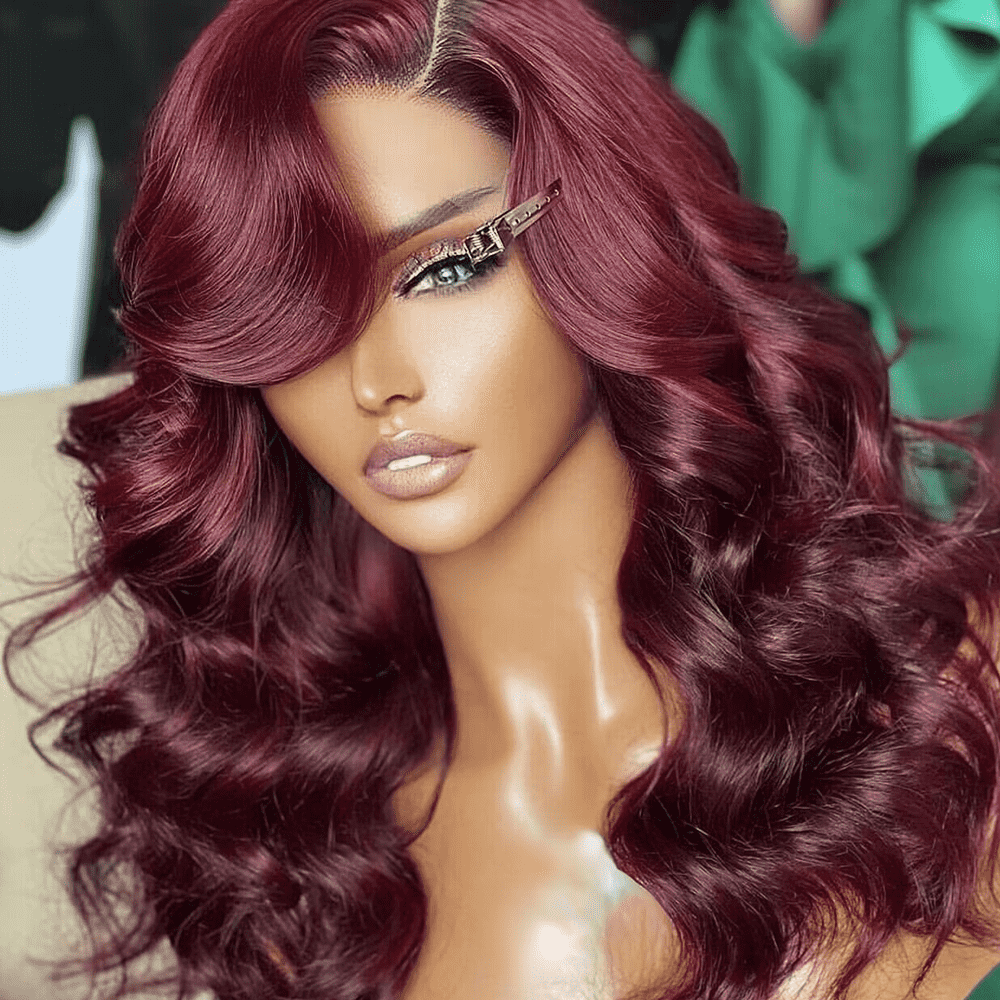 Burgundy Lace Front Wig Colored Lace Front Wigs Wave Burgundy Human Hair Wigs-Zlike