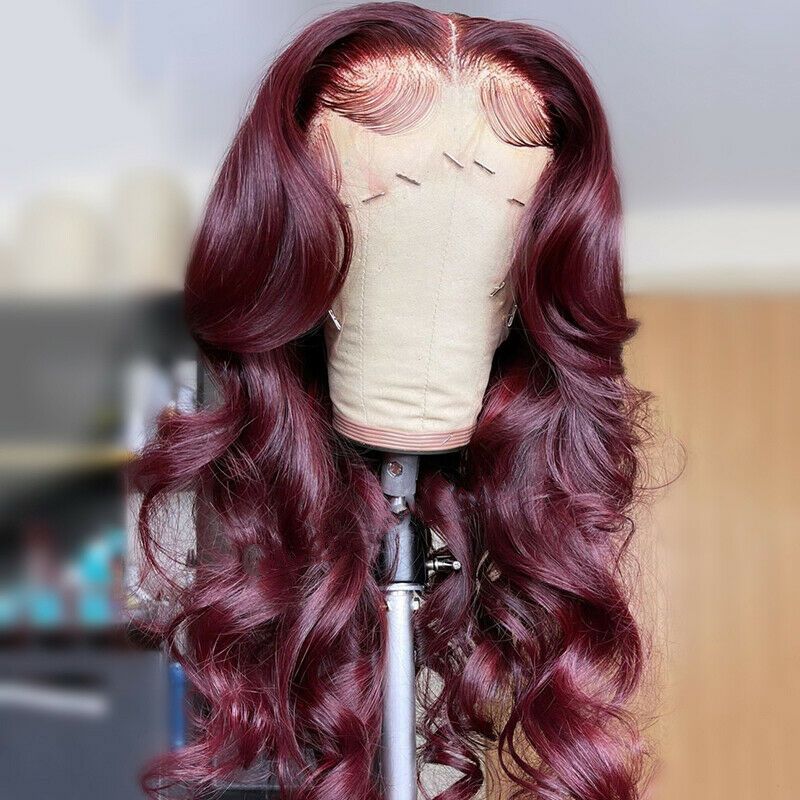 Burgundy Lace Front Wig Colored Lace Front Wigs Wave Burgundy Human Hair Wigs-Zlike