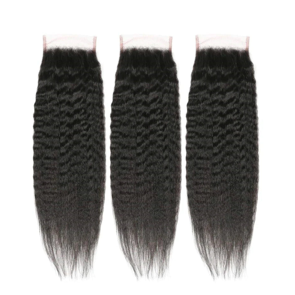 Yaki Straight 3 Bundles With 4x4 Lace Closure Virgin Human Hair-Zlike