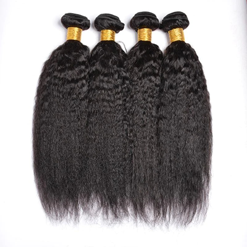 Yaki Straight Hair 4 Bundles With 4x4 Lace Closure Human Hair Extensions-Zlike