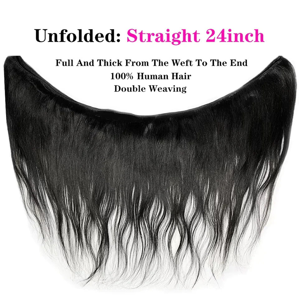 Long Straight Hair 3 Bundles With 13x4 Lace Frontal 100% Virgin Human Hair-Zlike