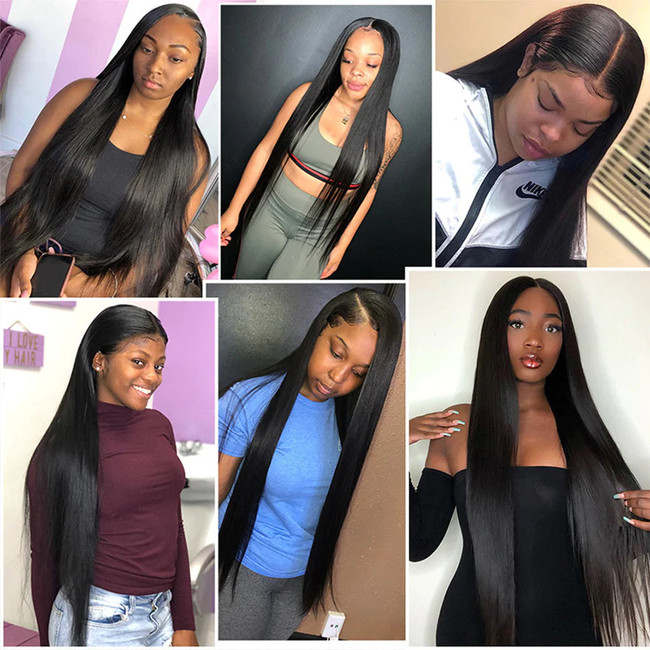 Long Straight Hair 3 Bundles With 13x4 Lace Frontal 100% Virgin Human Hair-Zlike