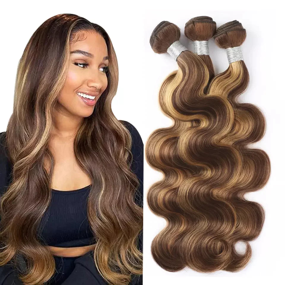 Highlight P4 27 Body Wave Bundles 3 Bundles Remy Human Extensions