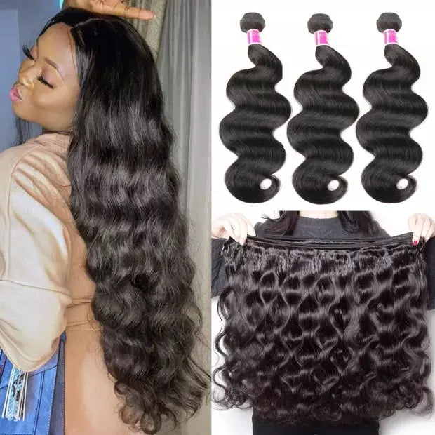 Body Wave Hair 3 Bundles With 4x4 Lace Closure Unprocessed Human Virgin Hair-Aaliweya