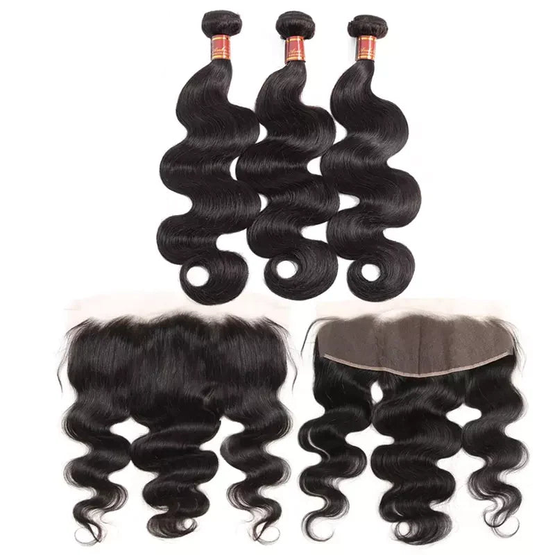 Body Wave Hair 3 Bundles With 13x4 Lace Frontal Unprocessed Human Virgin Hair-Aaliweya