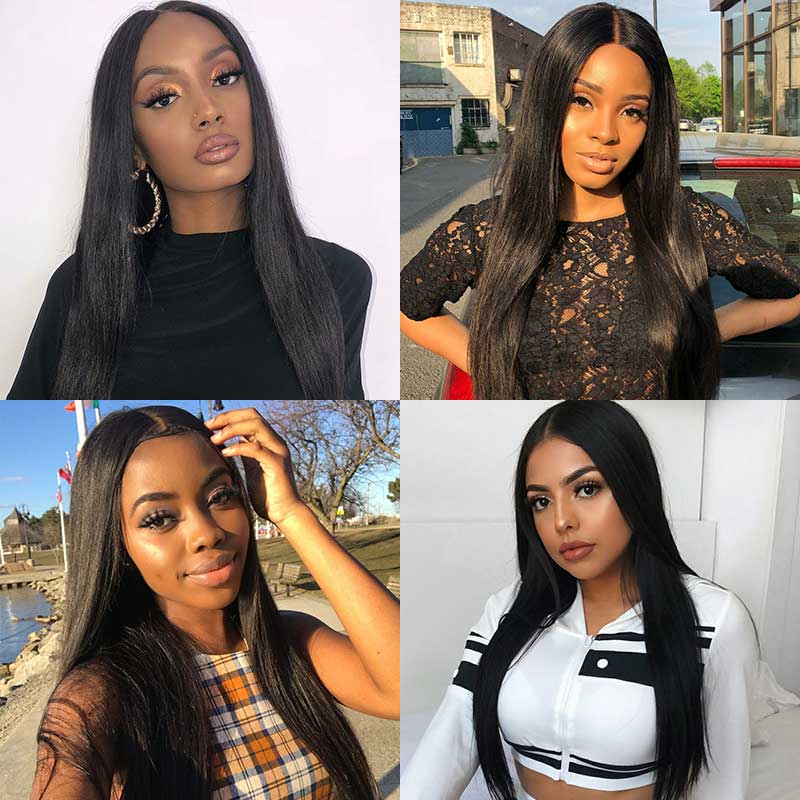 Straight Hair 4 Bundles with 4x4 Lace Closure 100% Unprocessed Human Hair-Zlike