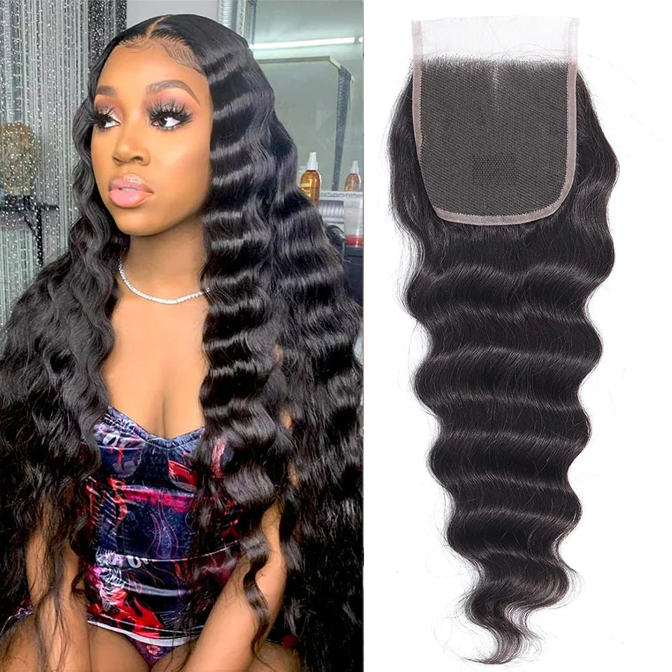 Virgin Hair Loose Deep Wave Hair 4 Bundles with 4x4 Lace Closure-Zlike