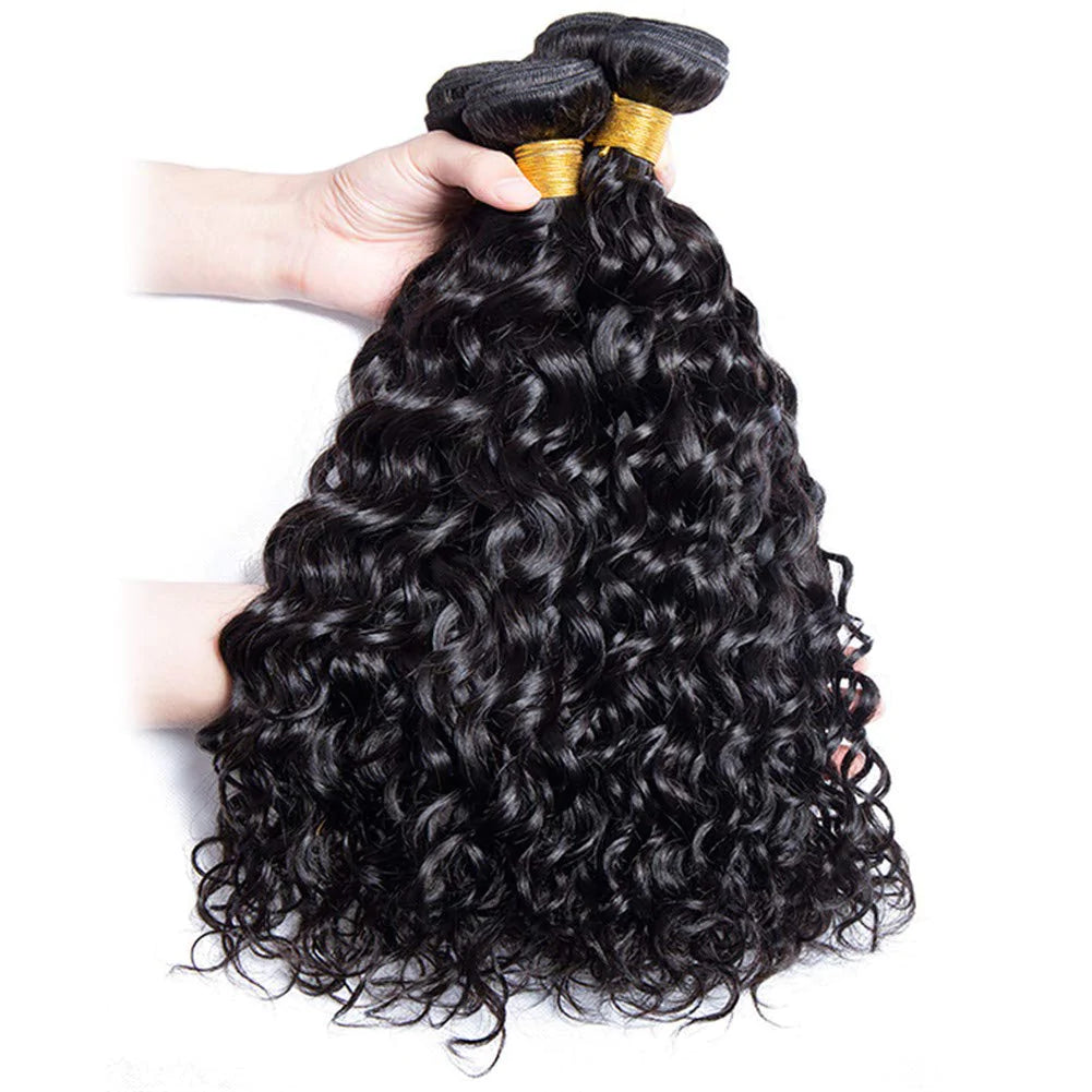 Water Wave Hair 3 Bundles with 13x4 Lace Frontal 100% Virgin Human Hair on Sale-Zlike