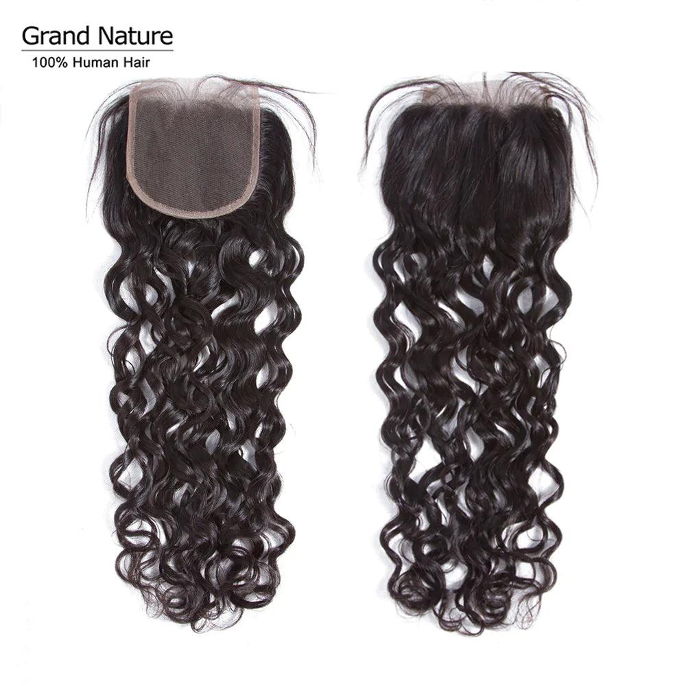 Water Wave Hair 3 Bundles with 4x4 Lace Closure 100% Virgin Human Hair on Sale-Zlike