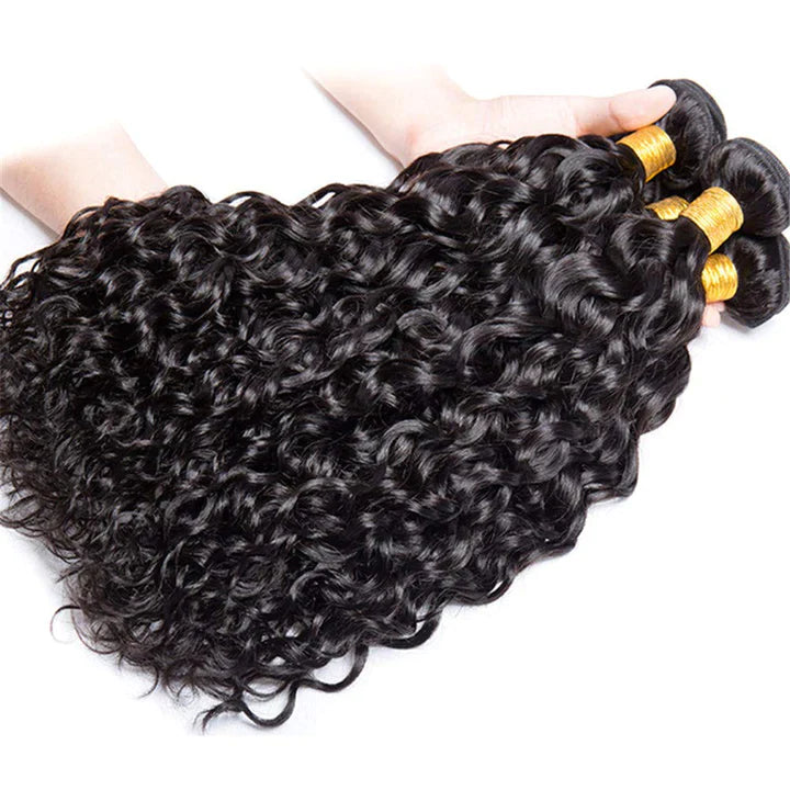 Water Wave Hair 3 Bundles with 4x4 Lace Closure 100% Virgin Human Hair on Sale-Zlike