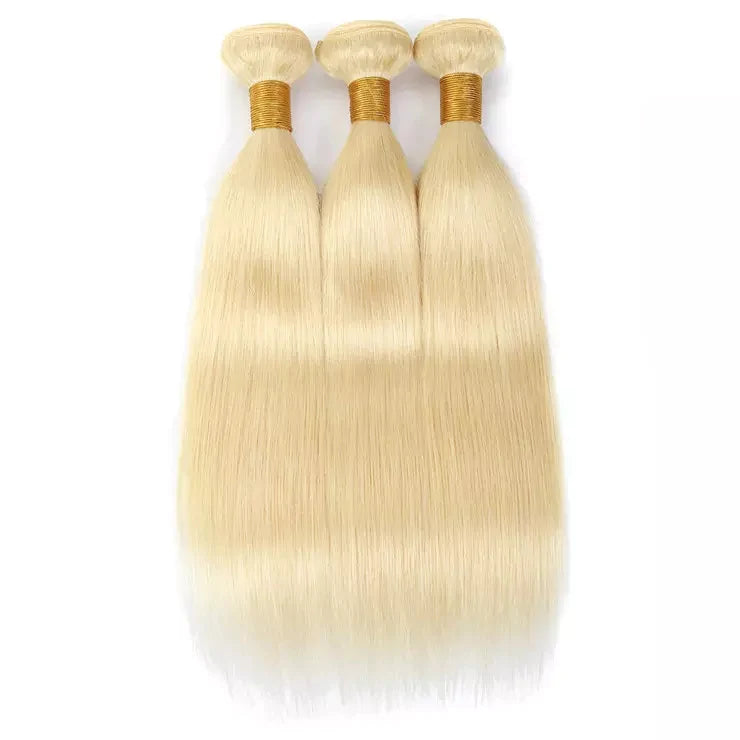 Colored Bundles 613 Golden Silk Straight 100% Human Hair 3 Bundles Blonde Hair-Aaliweya