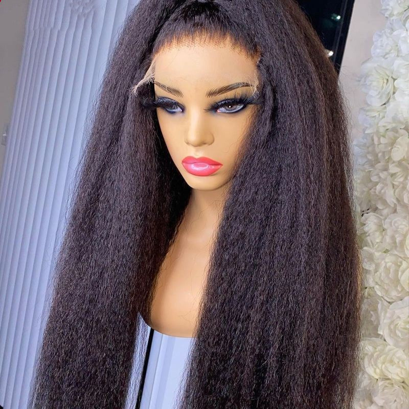 5x5 Preplucked Kinky Straight Natural Hairline HD Lace Closure Wig-Aaliweya