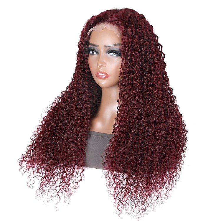 Curly Hair 99j Color Wig  Lace Front Wigs Pre Plucked Hairline Baby Hair 100% Human Hair Wigs-Zlike