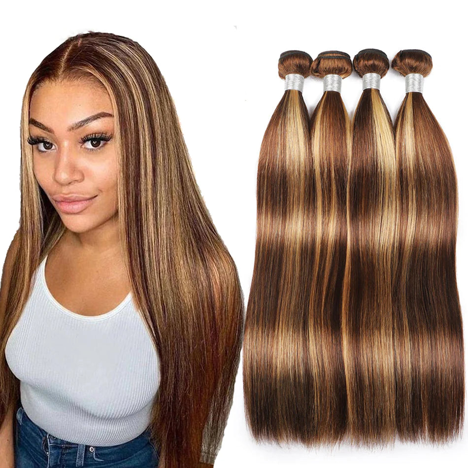 Highlight P4/27 Straight Virgin Hair Bundles 4Pcs-Zlike